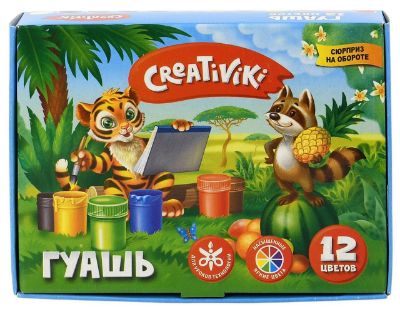 Изображение Гуашь "Creativiki" 10 мл 12 цветов, арт.КГ1210КР