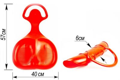 Изображение Санки-ледянка большие, супер с гибкой ручкой 57 см, на кнопке, (сворачивается в рулончик), арт.ЛДБК