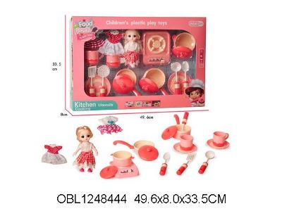 Изображение 888-3 набор посуды с куклой, в коробке 1248444
