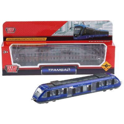 Изображение 1079 WB-BU трамвай металл, синий, 16.5 см,