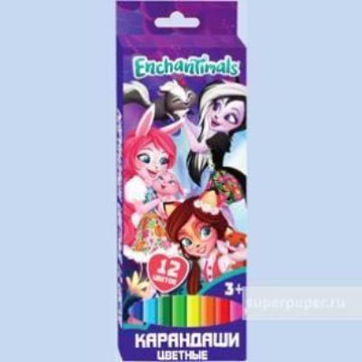 Изображение Карандаши цветные "Enchantimals", 12 цв, длина 177 мм, арт.88769