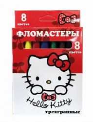 Изображение Фломастеры "Hello Kitty" 8 цв., треуг, в картон упаковке с европодвесом, арт.74587