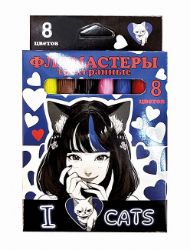 Изображение Фломастеры "Аниме I love cats" 8 цв., треуг, в картон упаковке с европодвесом, арт.74590