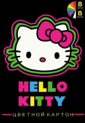 Изображение Картон цветной "Hello Kitty Neon", 8 листов, 8 цветов в папке, арт.75023