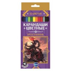 Изображение Карандаши цветные "Аниме" 12 цветов, трезгранные, длина 177 мм, арт.74723